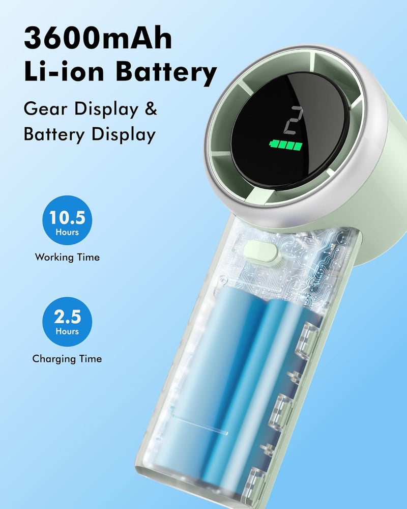 WHATOOK Portable Mini Fan: High Speed Cooling Fan, 10 Hours Battery Life, USB Rechargeable, Small Essentials for Women, Beach Travel, Vacation (Green) - Image 4
